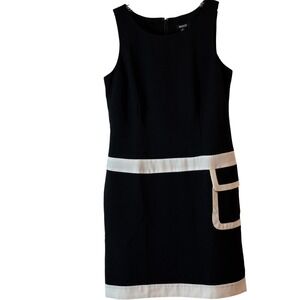 Metrostyle Black White Block‎ Contrast Panel Sleeveless Sheath Dress Size 10